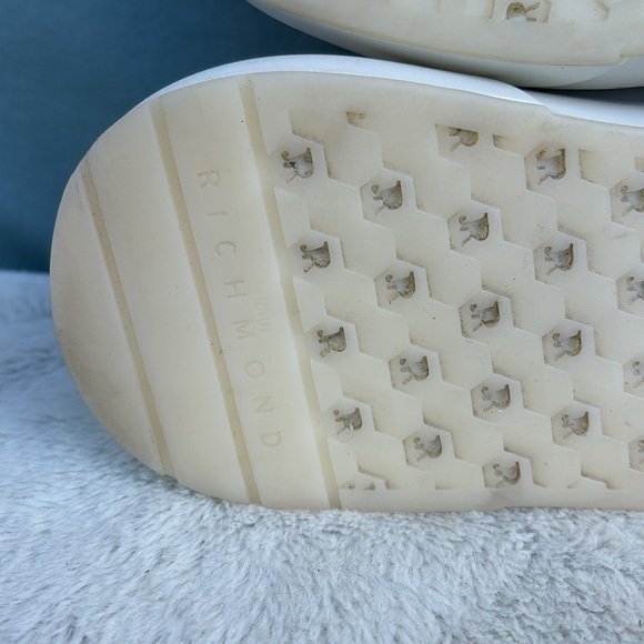 EUC John Richmond Logo Stamp Sneakers EU 41 White Black Mens Casual Leather Lux - Picture 7 of 9